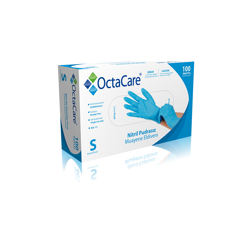 OctaCare Blue Nitrile Examination Glove Powder Free
