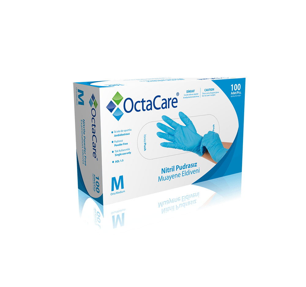 OctaCare Blue Nitrile Examination Glove Powder Free thumbnail 2