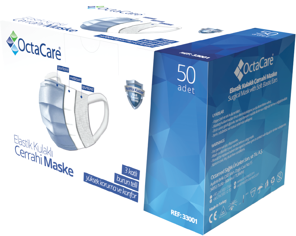 OctaCare Surgical Mask with Soft Elastic Ears